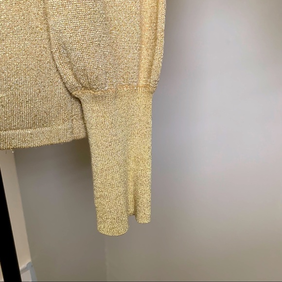 Design Options By Philip & Jane Gordon Vintage Gold Metallic Knit Top Sz M - Picture 8 of 14